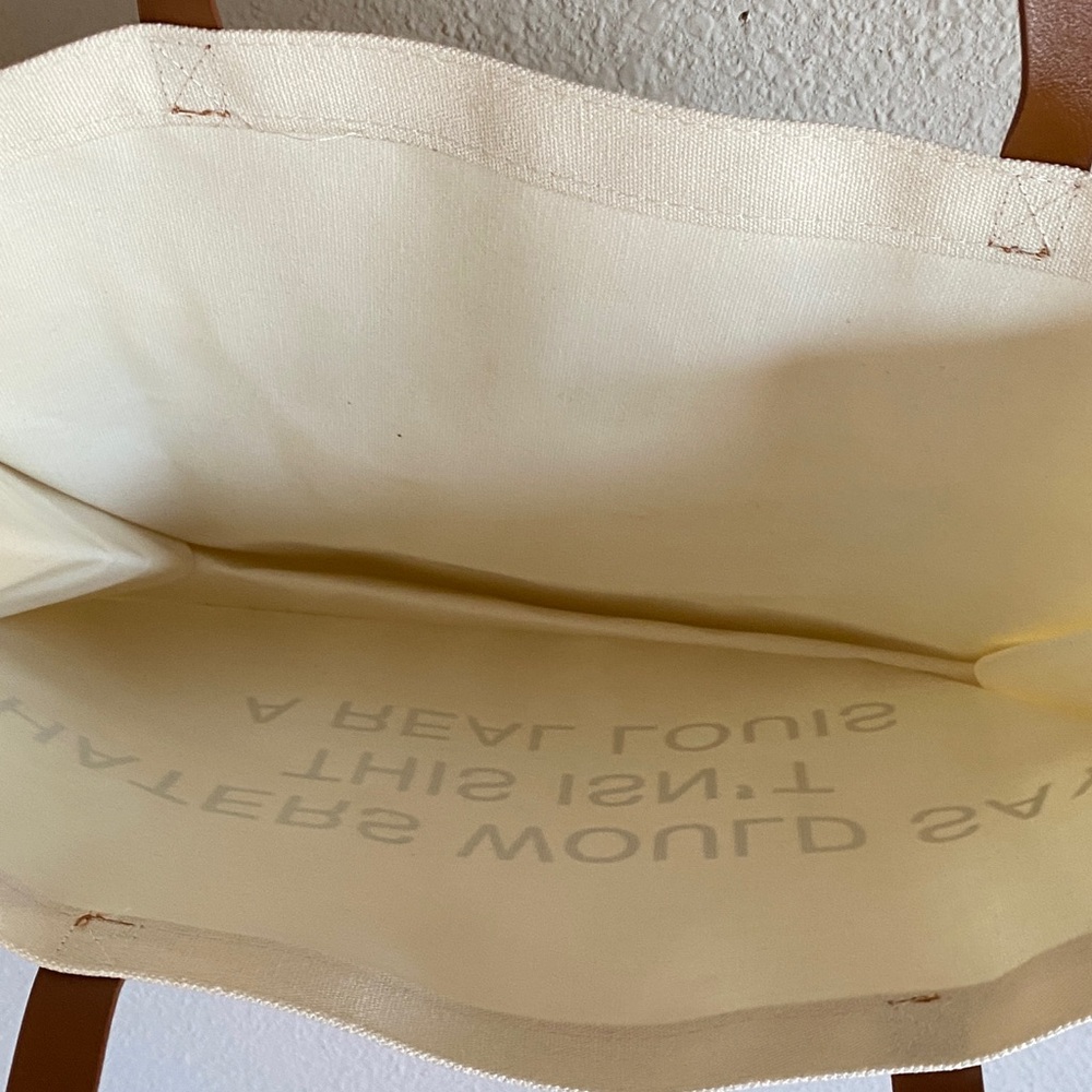 Francesca's Collections White Tote with Brown Straps - Picture 5 of 6